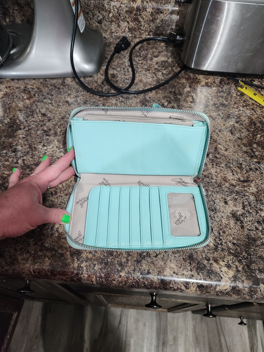 Jewell By Thirty One Womens Zip-Around Wallet - Aqua/Mint